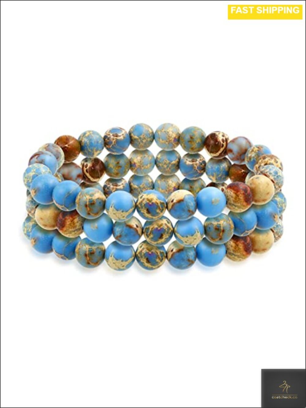 8MM Gemstone Ball Bead Stretch Bracelet Stackable Set of 3
